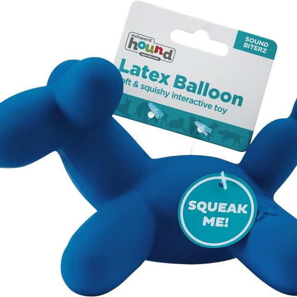 by Charming Pet Latex Rubber Balloon Squeaky Dog Toy, Blue, Large - Picture 8 of 9